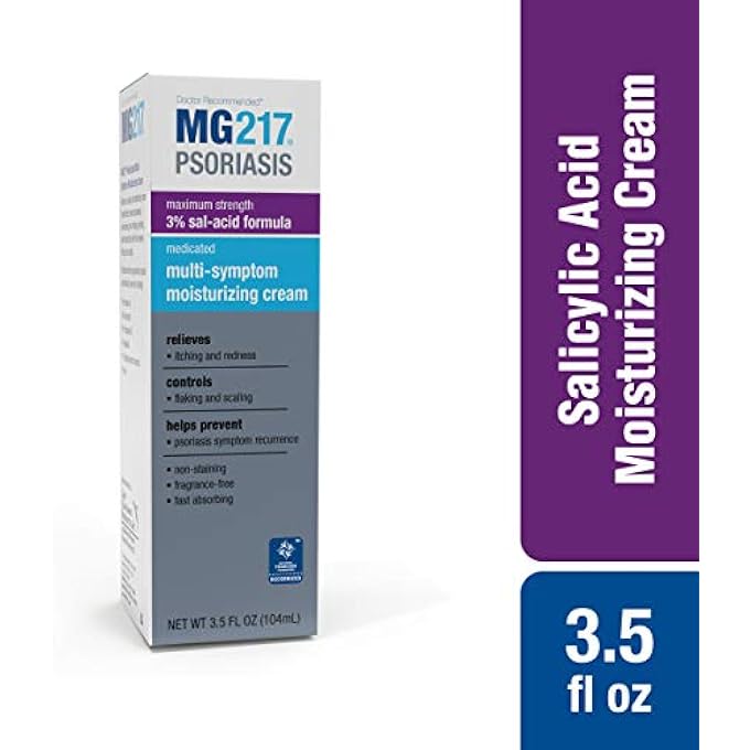 MG217 كريم الصدفية، 3% حمض الساليسيليك كريم مرطب متعدد الأعراض للصدفية، 3.5 أونصة سائلة - Image 2